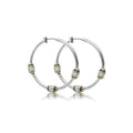 Beaded Pavé - Triple Bead Hoop Earrings