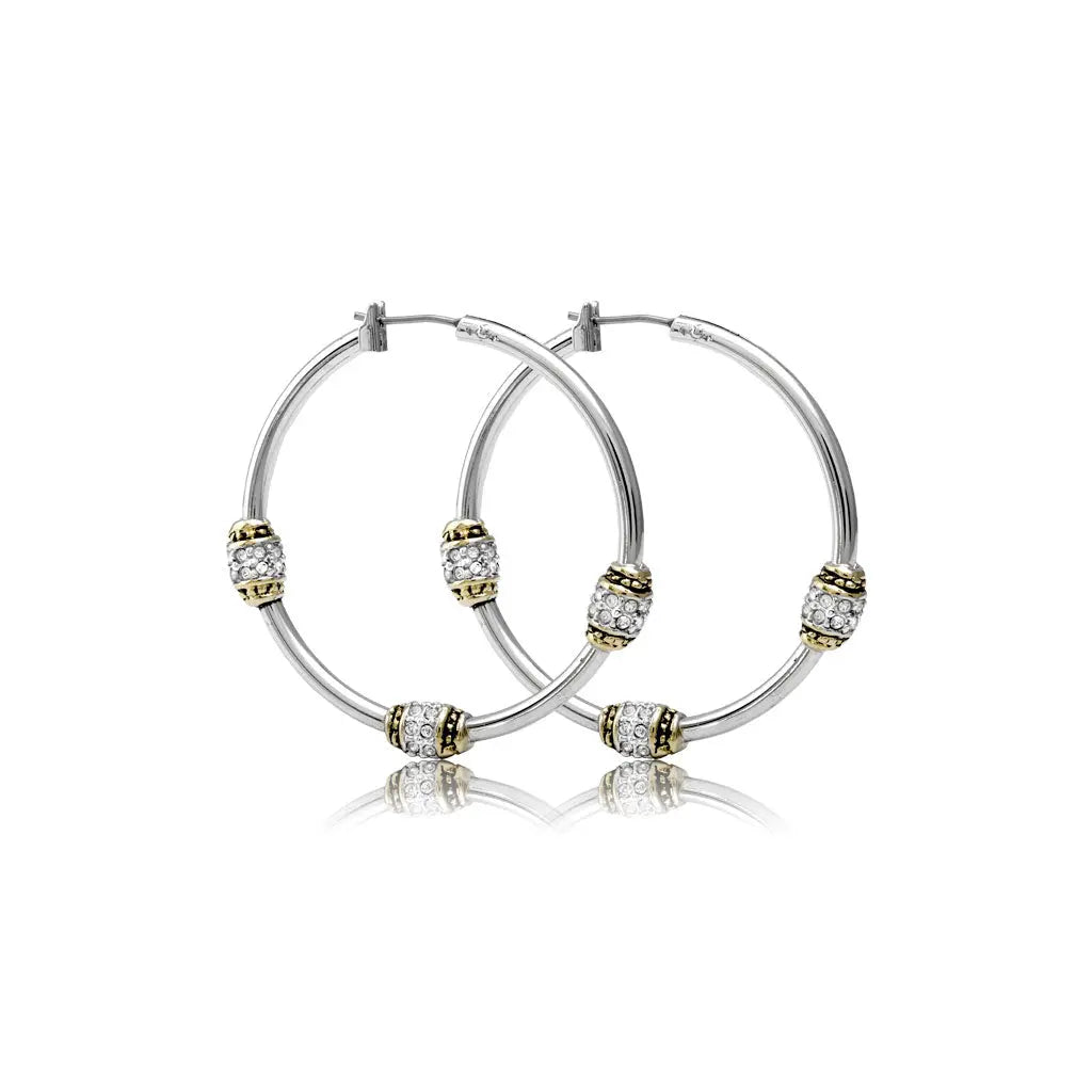 Beaded Pavé - Triple Bead Hoop Earrings