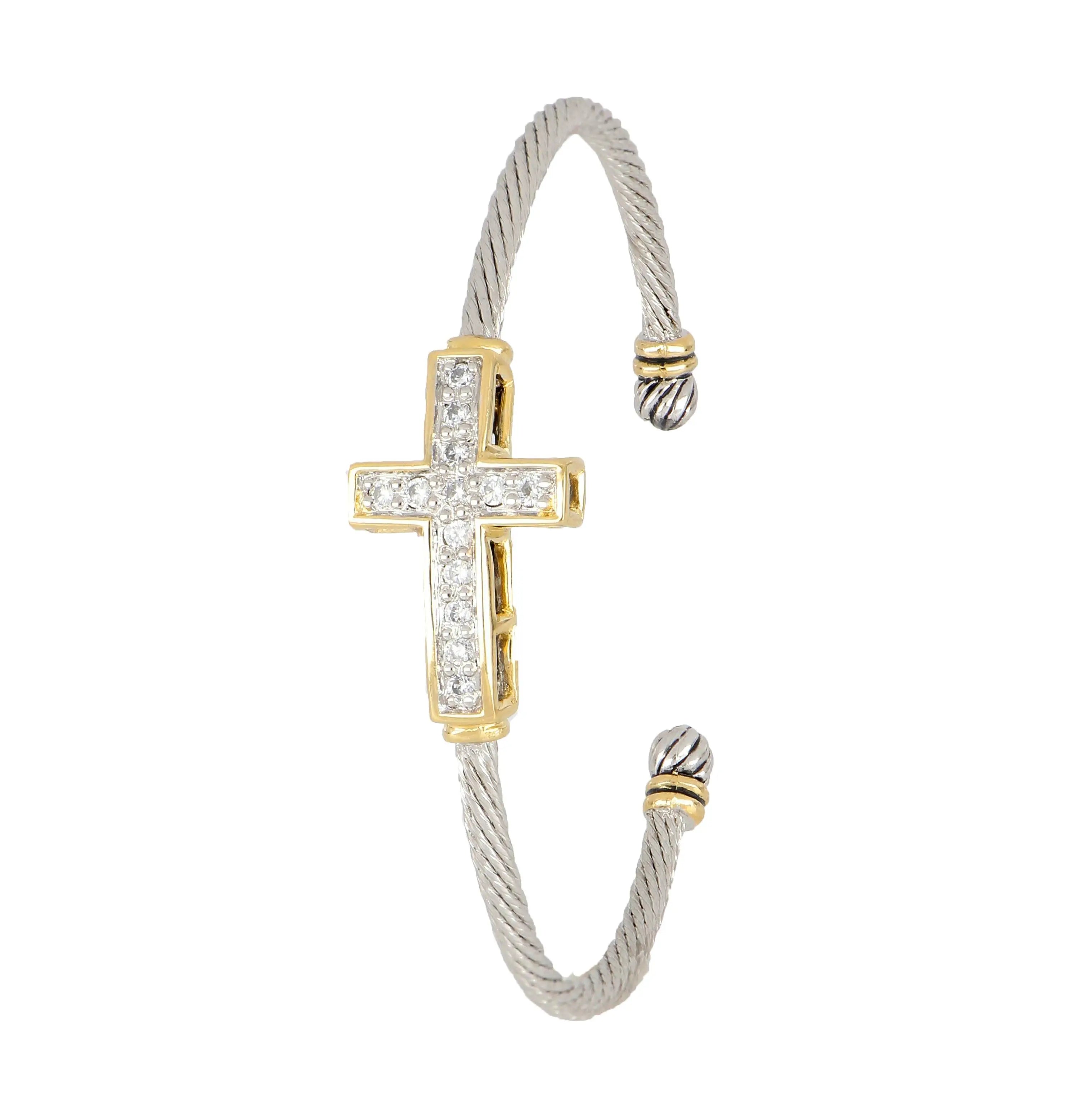 Cross Wire Cuff Bracelet