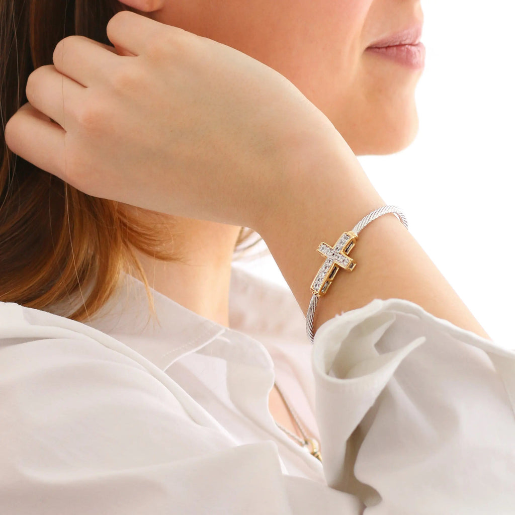 Cross Wire Cuff Bracelet
