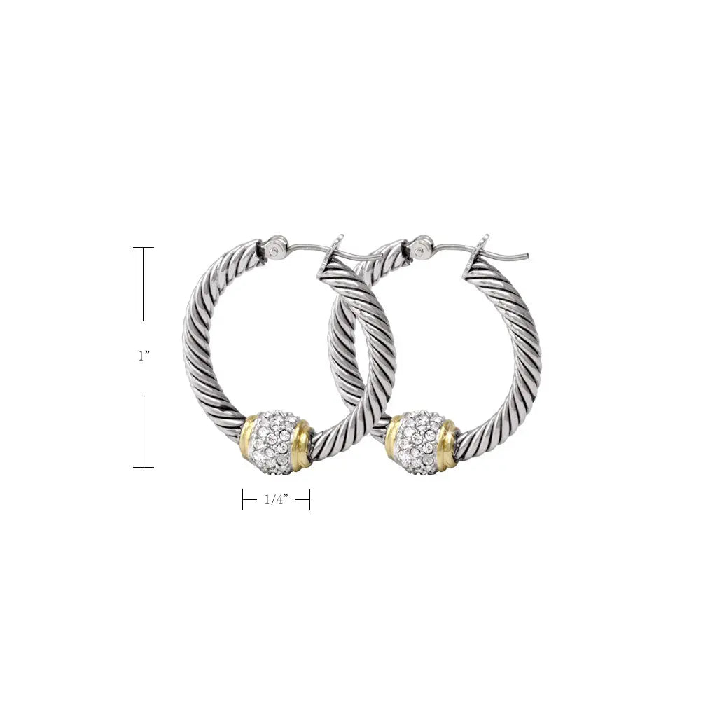 Antiqua Pavé Collection - Twisted Wire Hoop Earrings