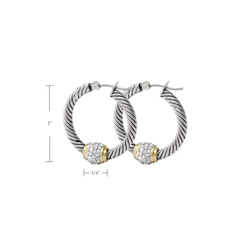 Antiqua Pavé Collection - Twisted Wire Hoop Earrings