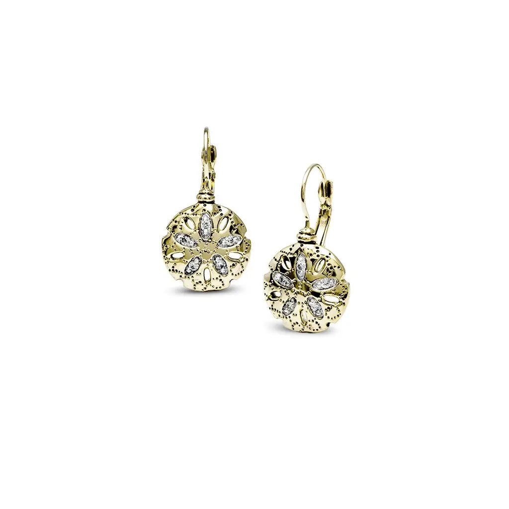 Ocean Images Seaside - Sand Dollar Cubic Zirconia French Wire Earrings